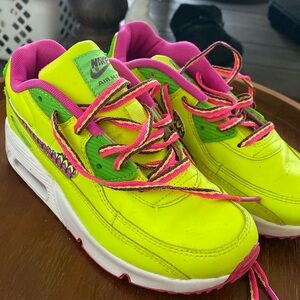 Nike Air Max 90 Neon - Like New Size 2 Little Girls